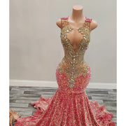 2024 Sparkly Pink Luxury Prom Gown