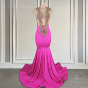 Sparkly Rose Pink Bead Prom Dress