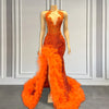 Sparkly Sequin Orange Prom Dress