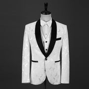 Suit Set New Groom's Wedding Dress Slim Men's Dark Pattern Suit Three-piece Suit Performance Suit Suits for Men костюм