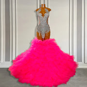 Pink Tiered Ruffle Prom Dress
