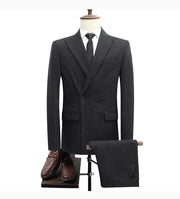 Men's Black Suit with Double Breasted Buttons Trajes Elegante Para Hombres Suits for Men