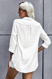 Turn-down Collar Embossed Button Shirt