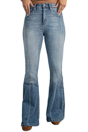 High Waist Flare Jeans with Pockets