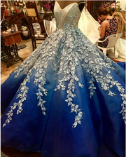 Luxury Blue Quinceanera Dress with 3D Applique Beading