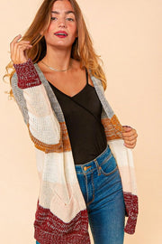 PLUS OMBRE COLOR BLOCK SWEATER KNIT OPEN CARDIGAN