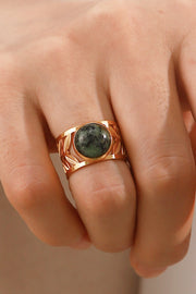 Gold Plated Malachite Leaf Ring