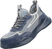 JIEFU Men Work shoes; Steel Toe Shoes; men sneaker; Lightweight Breathable Mesh Slip Resistant Work Shoes Comfortable Indestructible Construction Shoes
