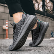 2024 new men's sports shoes flying woven leisure running shoes