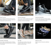 JIEFU Men Work shoes; Steel Toe Shoes; men sneaker; Lightweight Breathable Mesh Slip Resistant Work Shoes Comfortable Indestructible Construction Shoes