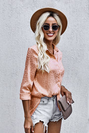 Turn-down Collar Embossed Button Shirt