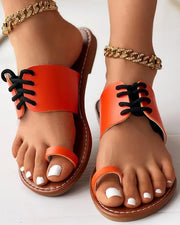 Lace-up Toe Ring Summer Beach Flip Flops