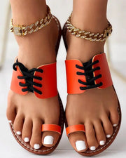 Lace-up Toe Ring Summer Beach Flip Flops