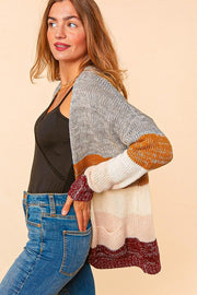 PLUS OMBRE COLOR BLOCK SWEATER KNIT OPEN CARDIGAN