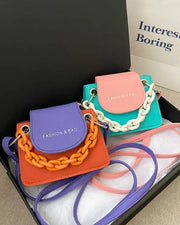 Colorblock Chain Strap Mini Square Shoulder Crossbody Bag