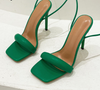 Ankle Strap Green High Heels Sandals Square toe