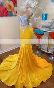 Silver Beaded Long Gold Prom Dress